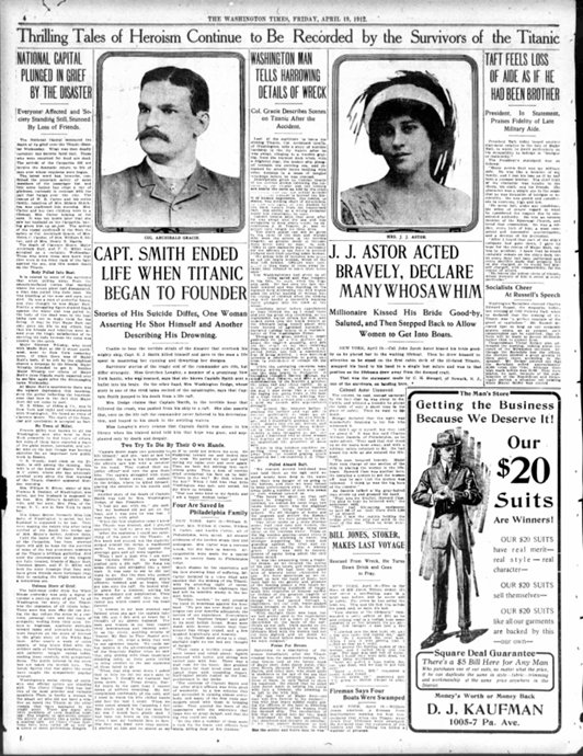 The Washington Times du 19/04/1912